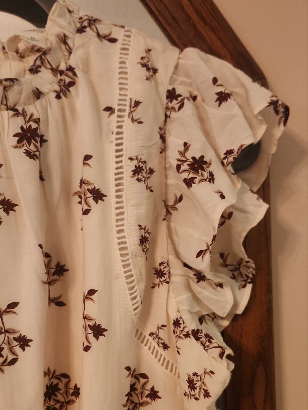 NORDSTROM! Treasure & Bond Ivory Dress with Burgundy Floral - Picture 6 of 7
